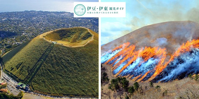 大室山と山焼きの様子